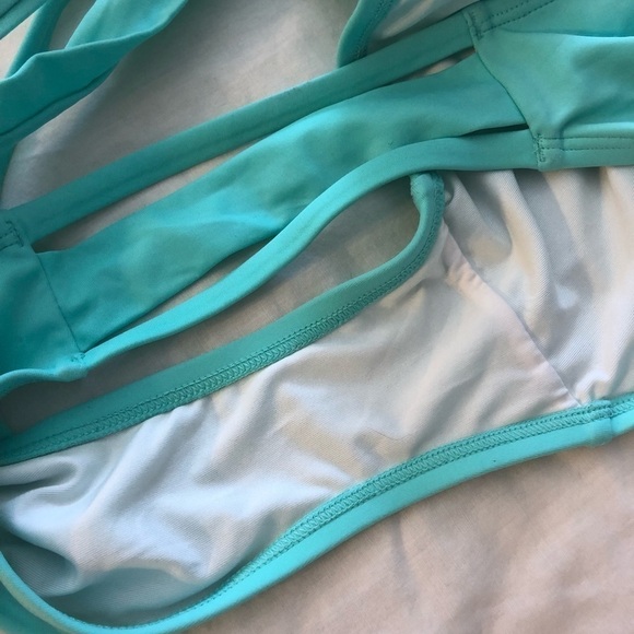 Pink Victoria’s Secret Mint Green Bikini Bottom Strappy Hip Size M Sexy Beach - Picture 4 of 4